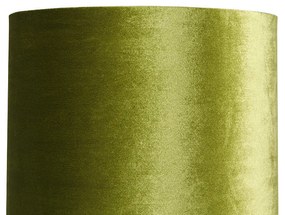 Lampă de podea design nuanță de catifea neagră verde cu auriu - Bogat