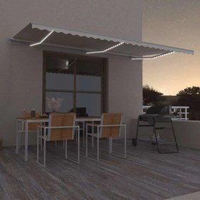 vidaXL Copertină retractabilă manual cu LED, crem, 600x300 cm