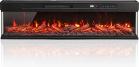 HOMCOM Șemineu electric de podea/încorporabil, pe 3 laturi, cu telecomandă, 750/1500 W, efect flacără 3D, 12 culori, 5 niveluri de luminozitate | Aosom Romania
