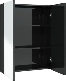vidaXL Dulap de baie cu oglindă, negru strălucitor, 60x15x75 cm, MDF