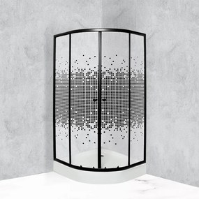 Cabină de duș curbată Pixel Black 90 cu cădiță de duș