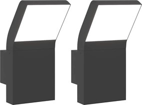 vidaXL Lămpi exterioare de perete cu LED 2 buc. negru, aluminiu turnat