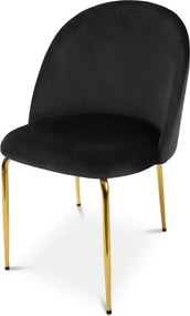 Scaun de dining INCA VELVET cu picioare aurii, negru
