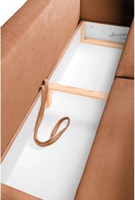 Canapea maro extensibilă/cu spațiu de depozitare cu tapițerie din catifea reiată 215 cm Bjork – Bonami Selection