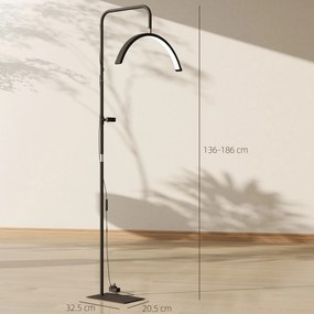 HOMCOM Lampă de Podea LED cu Cap Semilună, Înălțime și Temperatură de Culoare Reglabile, Telecomandă, Negru | Aosom Romania