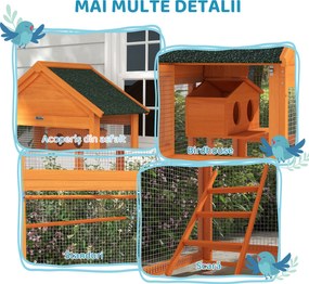 PawHut Volieră pentru Păsări cu 3 Uși, Cușcă, Scară și Tavă, din Lemn și Metal, 92x52x171 cm, Portocaliu și Negru | Aosom Romania