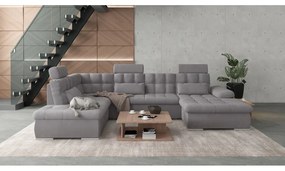 Colțar gri extensibil, cu spațiu de depozitare (cu colț pe partea stângă, în formă de "U") Merkur – Ropez