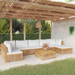 3100909 vidaXL Set mobilier grădină cu perne, 8 piese, lemn masiv de tec