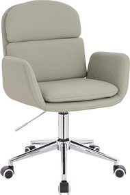 HR480K Scaun Culoarea Inului Piele Ecologica Premium Soft cu Bază Cromata