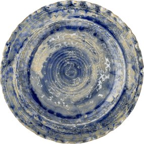 Platou de servire din ceramică albastră, cu finisaj artizanal, „Rowan", 27 x 2,5 cm