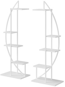 Outsunny Jardiniera din Metal cu 5 Etajere, Suport de flori pentru Interior si Exterior, 53x33x154cm, Alb | Aosom Ro
