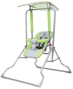 Leagan copii si bebelusi pentru interior si exterior Novokids™ Garden Swing, cadru metalic, 0+ ani, sezut reglabil in 3 trepte, pozitie somn, centura