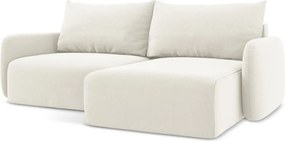 Colțar crem extensibil/cu spațiu de depozitare cu tapițerie din catifea (cu colț pe partea dreaptă/cu șezlong) Kalena – Makamii