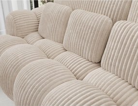 Canapea bej extensibilă cu tapițerie din catifea reiată 256 cm Cotonn – ELTAP