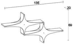 Etajeră de perete SUSEN 69x135 cm albă/neagră