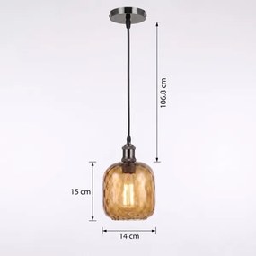 BRILAGI - Lampă suspendată LED pe cablu RETRO GLASS 1xE27/60W/230V Ø14 cm negru/maro fumuriu
