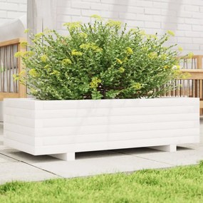 vidaXL Jardinieră de grădină, alb, 90x40x26,5 cm, lemn masiv de pin