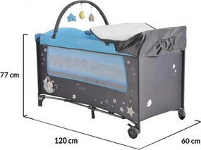 Patut pliant transformabil in tarc copii NOVOKIDS™ Sleepy NEST, 60X120 cm, 2 Niveluri, Masa infasat, Jucarie Carusel cu jucarii din plus, Fermoar