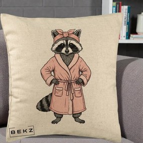 Perna Decorativa Albinuta Kawaii Vesela, 40x40 cm, Bej, Husa Detasabila, Perna Inclusa, BEKZ®