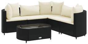 3308392 vidaXL Set mobilier de grădină cu perne, 6 piese, negru, poliratan