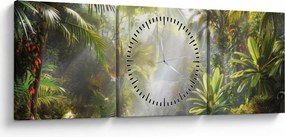 Tablou - Pădure tropicală (cu ceas) (90x30 cm)