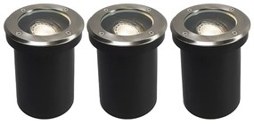 Set de 3 spoturi de sol exterioare din oțel reglabile IP65 - Delux