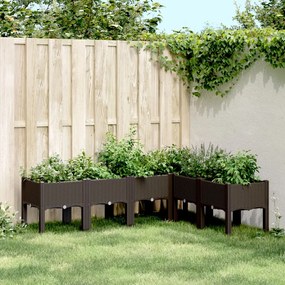 vidaXL Jardinieră de grădină cu picioare, maro, 160x120x42 cm, PP