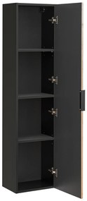 Set MOBILIER BAIE Xiy 60 CM, MDF RIFLAT, CULOARE STEJAR CU INSERTII NEGRE, LAVOAR INCASTRAT