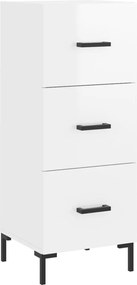 vidaXL Servantă, alb extralucios, 34,5x34x90 cm, lemn compozit