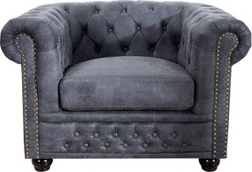 Fotoliu clasic stil englezesc Chesterfield gri antic A-37389 VC