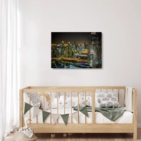 Tablou pe sticlă cu oraș nocturn (70x50 cm)