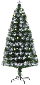 Brad de Craciun artificial de 120 cm, cu 130 de ramuri cu lumina LED cu fibra optica, baza pliabila detasabila, verde Φ63x120cm HOMCOM | Aosom Romania
