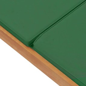 Sezlong cu perna, verde, lemn masiv de tec 1, Verde, Da