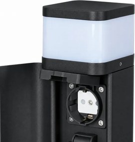 BRILAGI - Lampă de exterior cu 2 prize SCHUKO PILLAR 1xG9/11W/230V IP44 neagră