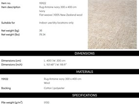 Covor design LUX din lana din Noua Zeelanda, Antoine 300x400cm