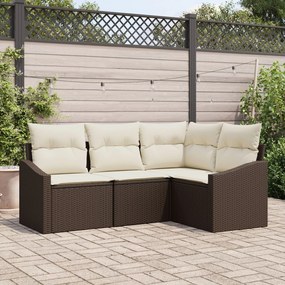 vidaXL Set de canapele pentru grădină 4 pcs Maro Rattan poli