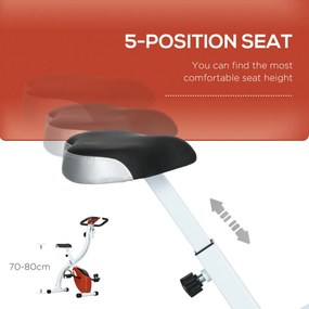 SPORTNOW Bicicletă Magnetică Pliabilă cu 8 Niveluri de Rezistență și Monitor LCD, 97x43x110 cm, Roșu | Aosom Romania