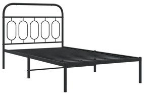 377112 vidaXL Cadru de pat din metal cu tăblie, negru, 100x200 cm