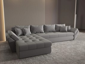 Colțar extensibil dumonde cu ladă de depozitare si sezut confortabil din spuma high-density, Loana XL Royal Gri 335x185 cm