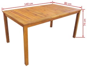 Set mobilier de exterior, 7 piese, lemn masiv de acacia Maro, 7