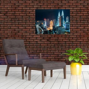 Tablou pe sticlă - Noaptea în Kuala Lumpur (70x50 cm)