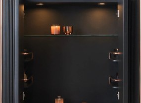 Bufet lemn masiv Înalt Calista Negru-Rose Gold L 104 x A 50 x H 150 cm - Marmura naturala