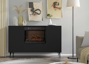 Comodă cu bioșemineu electric 2D1K Rowanna (Negru). 1124992