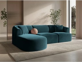 Colțar petrol cu tapițerie din catifea (cu colț pe partea stângă/cu șezlong) Campi – Cosmopolitan Design