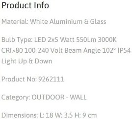 Aplica LED pentru exterior design modern IP54 Mile alb