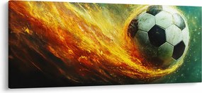 Tablou - Minge de Fotbal în Zbor (120x50 cm)
