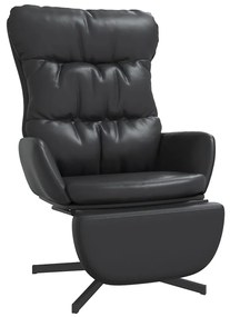 3097612 vidaXL Scaun de relaxare cu taburet, negru, piele ecologică