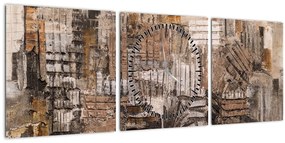 Tablou - Abstract, nuanțe maro (cu ceas) (90x30 cm)