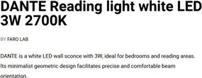 Aplica LED cu reader directionabil DANTE alba 3W 2700K