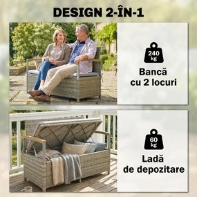 Outsunny bancă ladă poliratan împletit | Aosom Romania